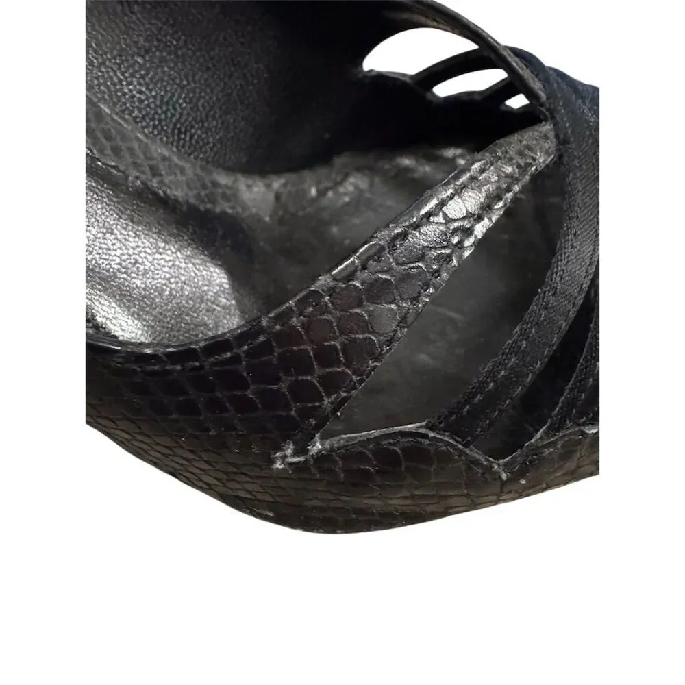 Kenneth Cole New York Women's Black Snake Print Peep Toe Pumps Size 8 - Picture 12 of 12